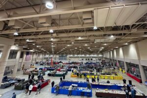 Aerial view of a MAC Shows gun and knife event