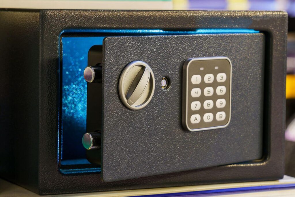 A compact firearm safe with keypad entry