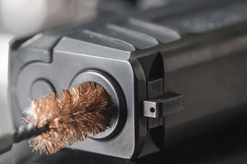 Bore brush cleaning the barrel of a gun