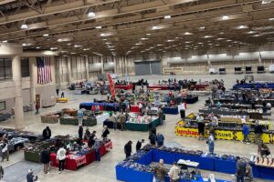 vendor tables set up at Topeka Gun Show